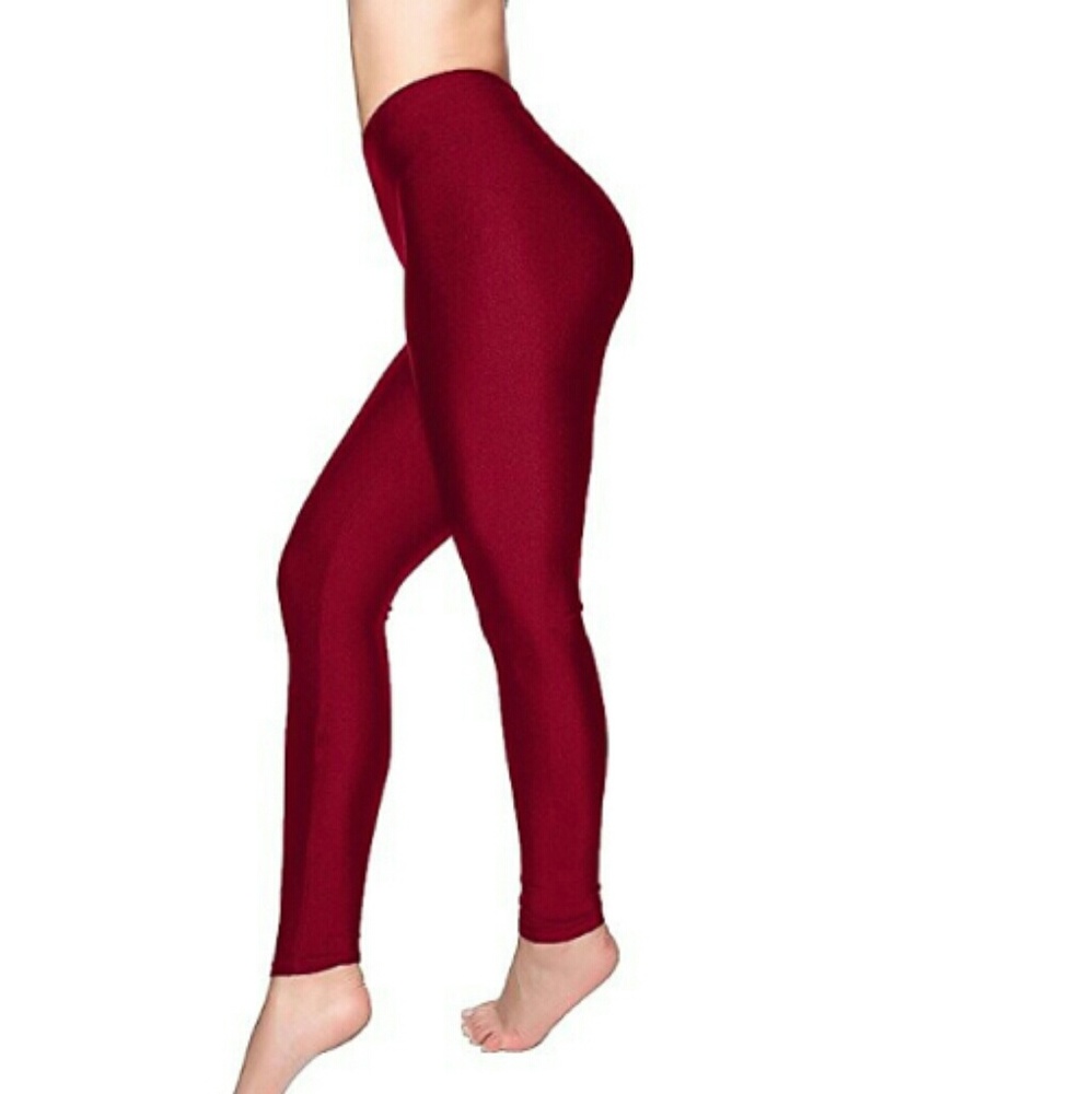 NWOT Red sheen leggings spandex